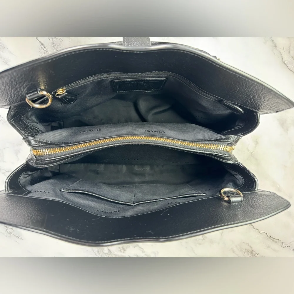 COACH MERCER SATCHEL BLACK LEATHER BAG - Picture 5 of 9